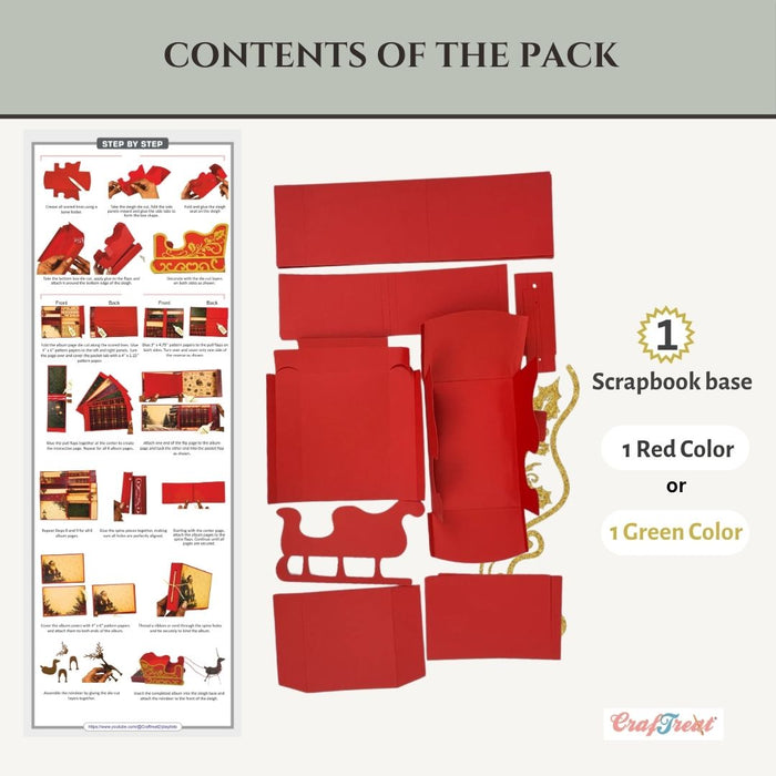 CrafTreat Scrapbook Blank - Sleigh Pull Flap Album Red Cotents of the Pack CAB054