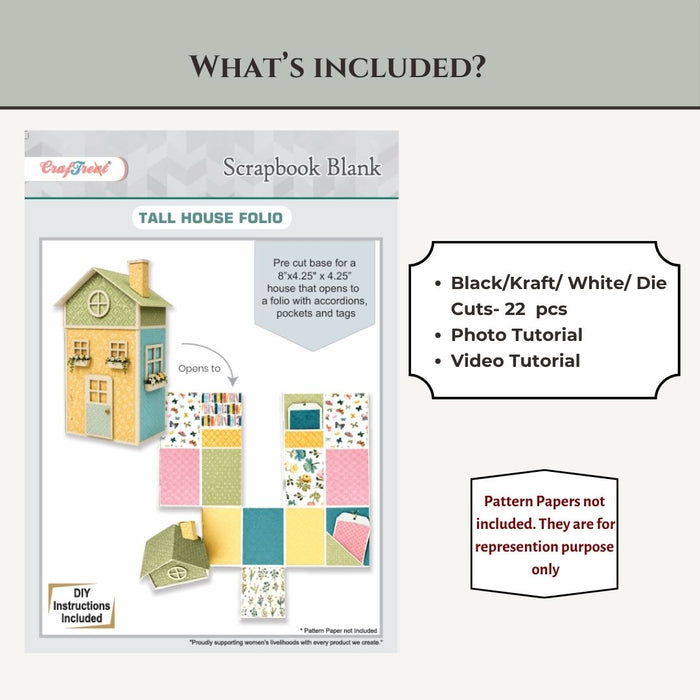 Craftreat Scrapbook Blank Tall House Whats Included