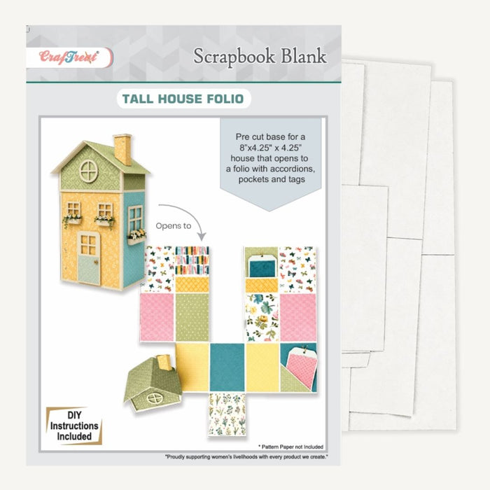 Craftreat Scrapbook Blank Tall House White Inside of the Pack CAB053