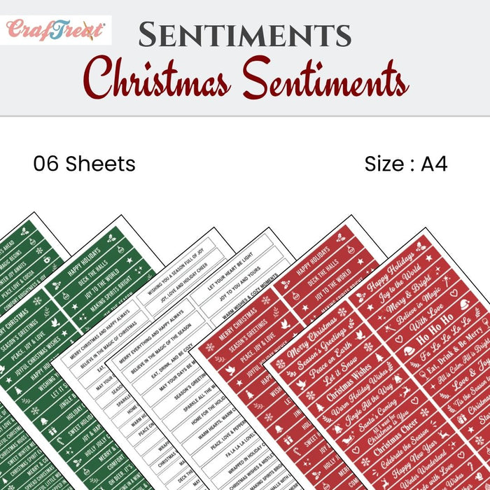 CrafTreat Sentiment Sheets - Christmas Sentiments 6 designs-CSS005