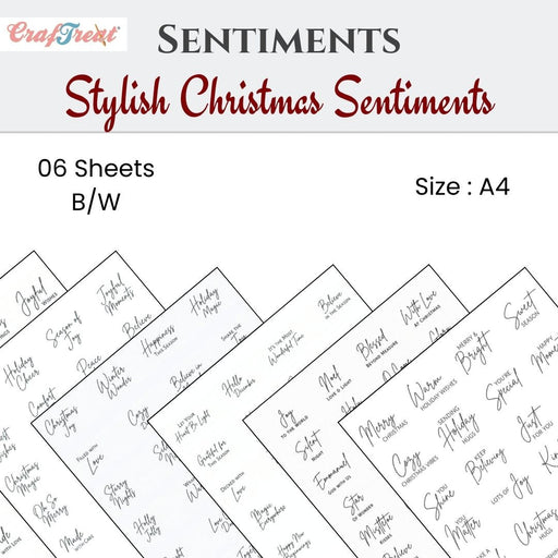 CrafTreat Sentiment Sheets - Stylish Christmas Sentiments 6 designs-CSS006