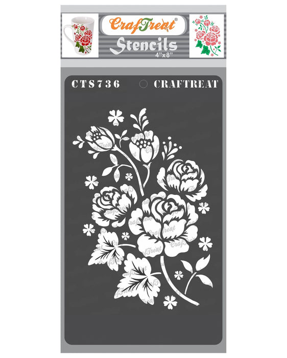 CrafTreat Stencil - Layered Rose Bunch 4x8 2 Pcs