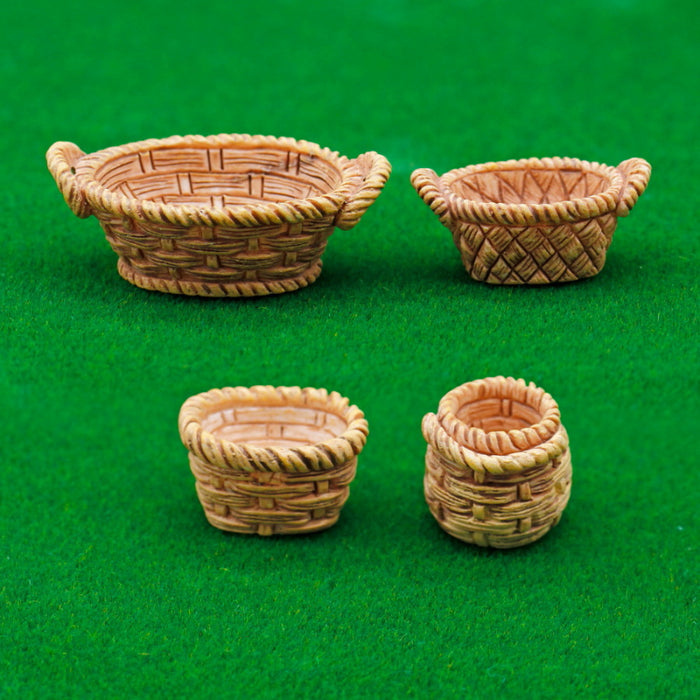 Miniature Model Bamboos Dry Nuts Basket 4Pcs C1306-1-4