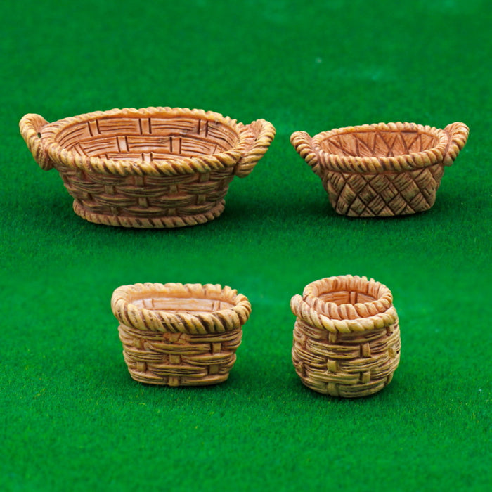 Miniature Model Bamboos Dry Nuts Basket 4Pcs C1306-1-4