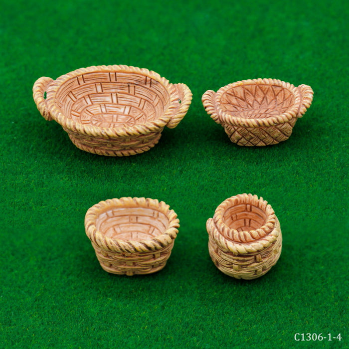 Miniature Model Bamboos Dry Nuts Basket 4Pcs C1306-1-4