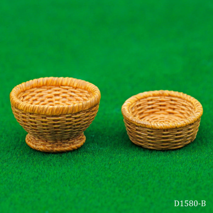 Miniature Model Bamboos Fruit Basket 2Pcs D1580-B