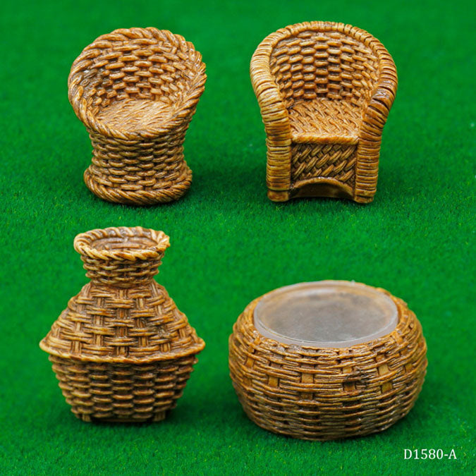 Miniature Model Bamboos Garden Furniture 4Pcs D1580-A