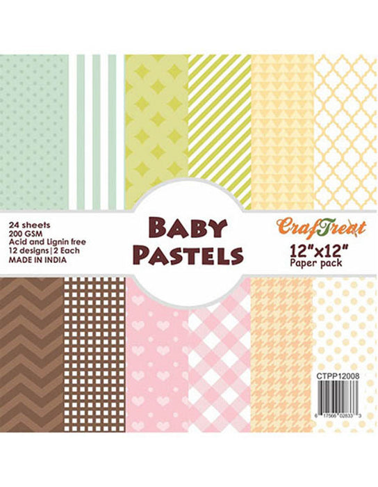 CrafTreat Baby Pastels 12x12 Inches Pattern Paper Pack for Arts and Crafts