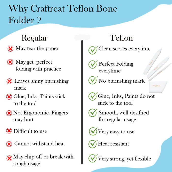 CrafTreat Teflon Bone Folder and Scoring Tool - Large Bone Folder
