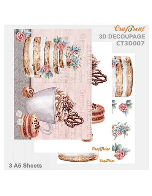 CrafTreat Cake and Coffee 3D Decopage Die Cut Sheets A5