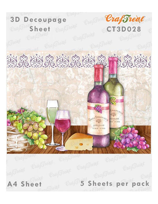 CrafTreat Wine 3D Decoupage Sheet A4