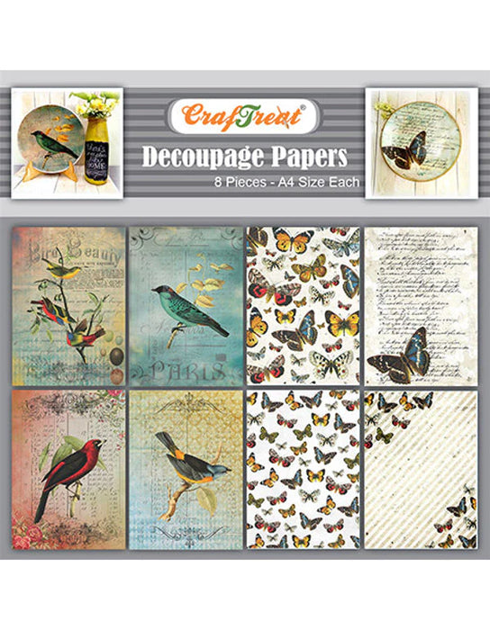 CrafTreat Birds and Butterfly Decoupage Paper A4