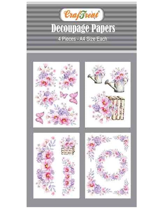 CrafTreat Peonies Flower Design Decoupage Paper A4