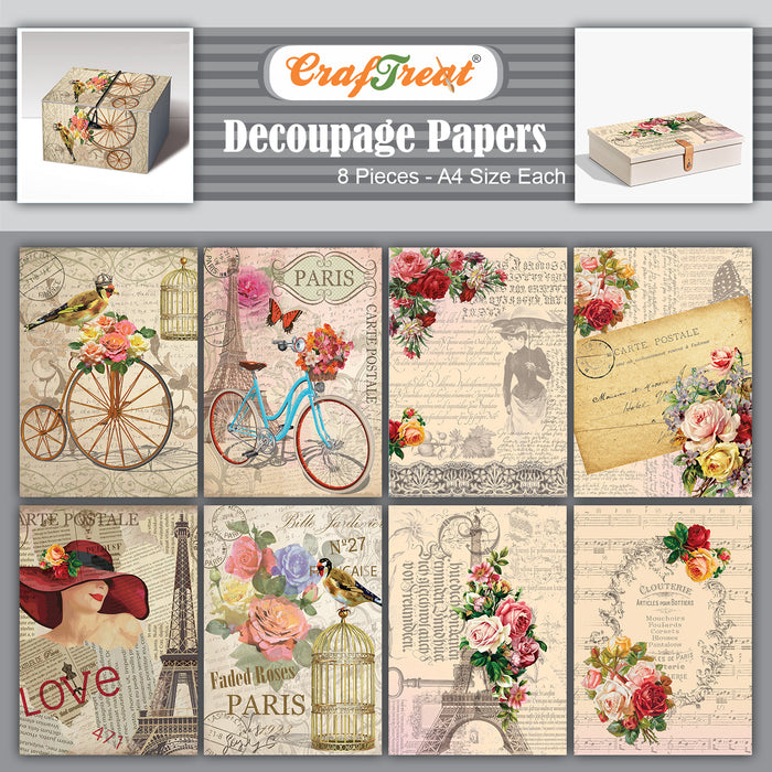 CrafTreat Decoupage Paper Vintage French A4
