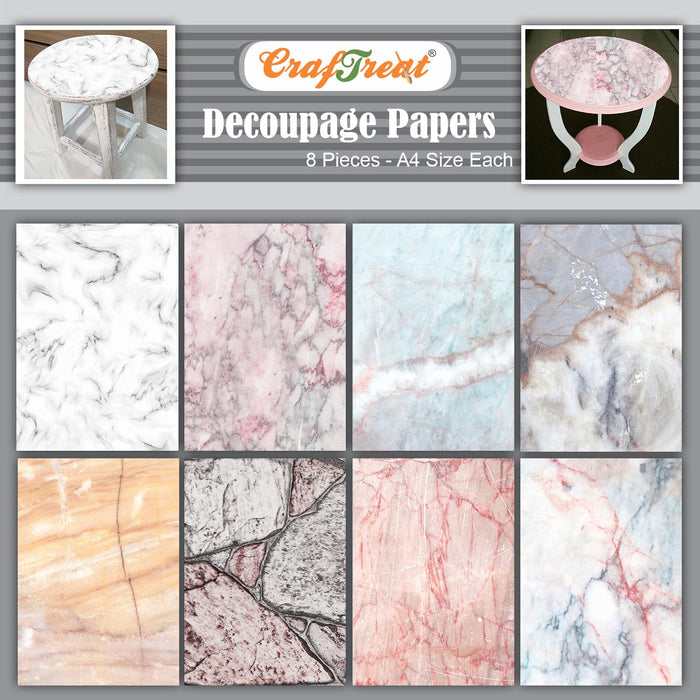 CrafTreat Decoupage Paper Marble 8Pcs A4
