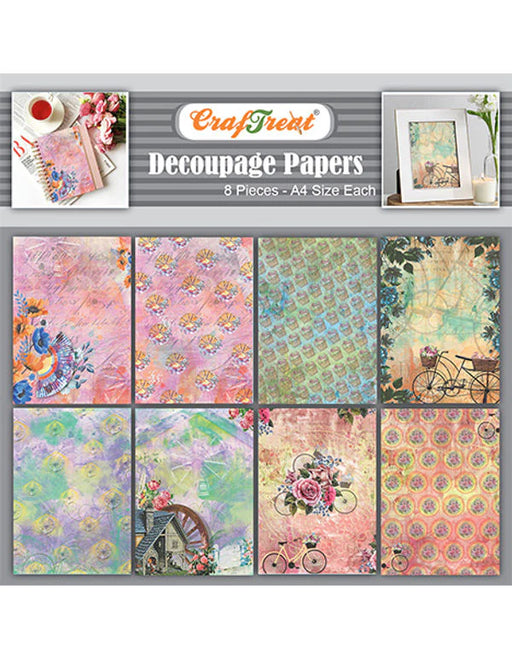 CrafTreat Wheel and Cycle Decoupage Paper A4