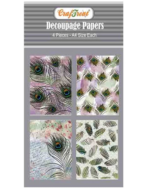CrafTreat peacock Feather Decoupage Paper A4