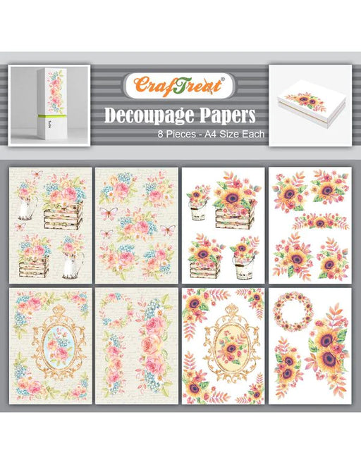 Craftreat Beautiful Flower and Sunflower Vintage Decoupage PaperCTDP58nCTDP59