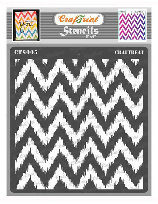 CrafTreat Chevron Background Stencil for Wall Paintings and Craft Decorations