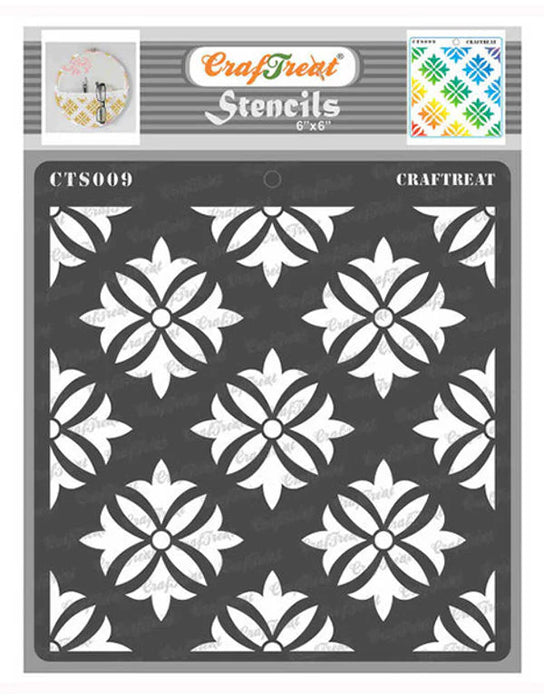 CrafTreat Tuberose Pattern stencil 6x6 Inches for Arts and Crafts Projects