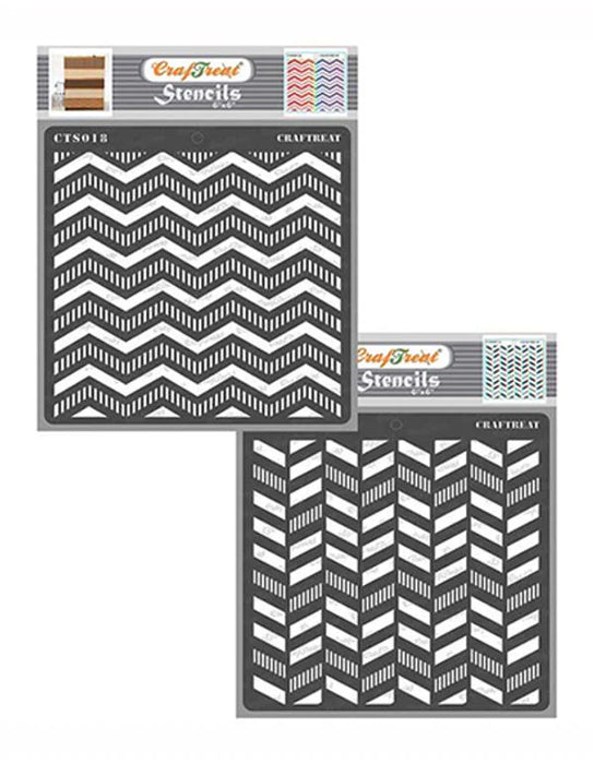 CrafTreat Striped Chevrons and Striped Herrringbone StencilCTS018nCTS074