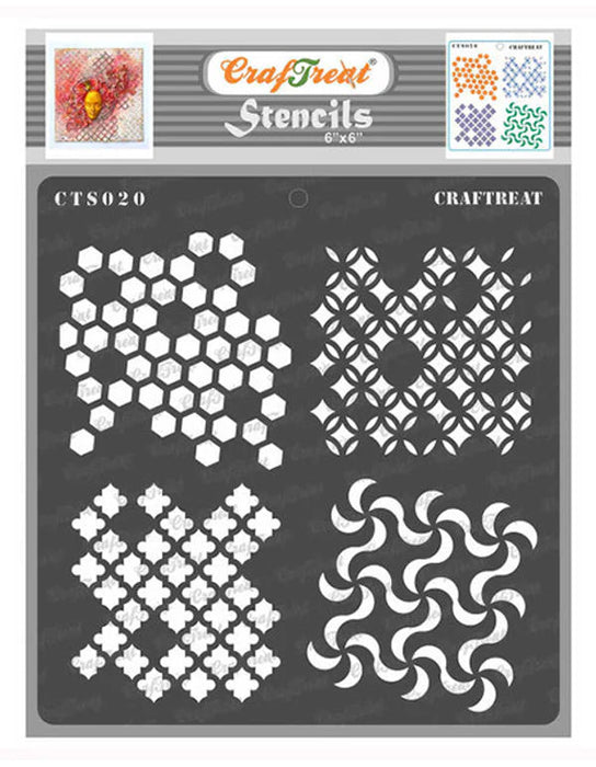 CrafTreat Distressed Patterns Mixed Media Stencil 6x6 Inches for Art Journaling