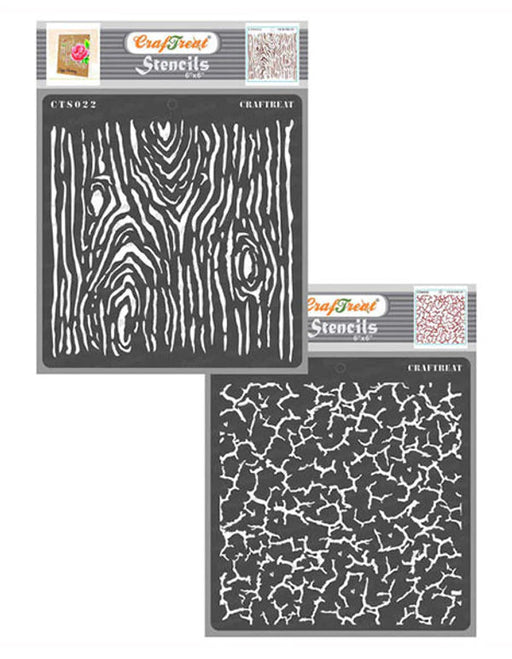 CrafTreat Woodgrain and Crackle StencilCTS022nCTS026