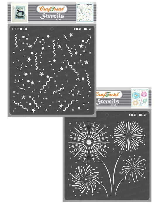 CrafTreat Confetti and Fire Works StencilCTS023nCTS035