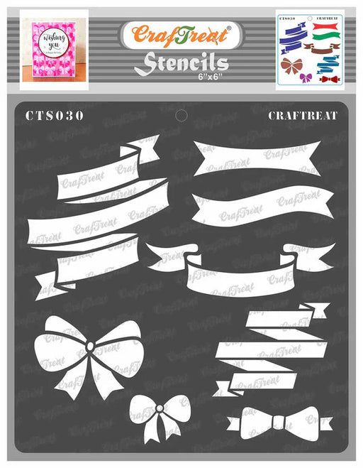 CrafTreat Ribbon Stencil Bow Stencil CTS030