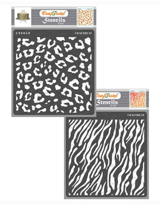 CrafTreat cheetah and Zebra skin texture stencil 6x6 Inches for DIY Arts and Crafts