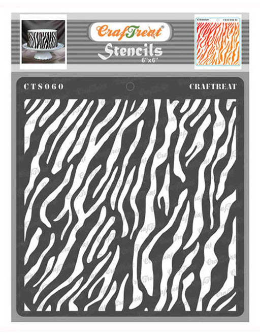 CrafTreat Zebra skin texture stencil 6x6 Inches for Fabric Designs