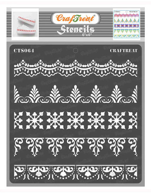 CrafTreat 6x6 Inches Ornate Borders Stencil Design for art and craft paintings
