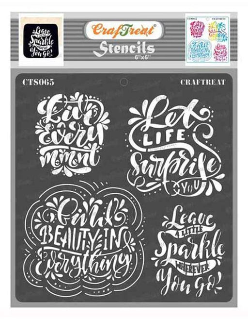 CrafTreat Sentiment Quotes Stencil 6x6 Inches for Painting