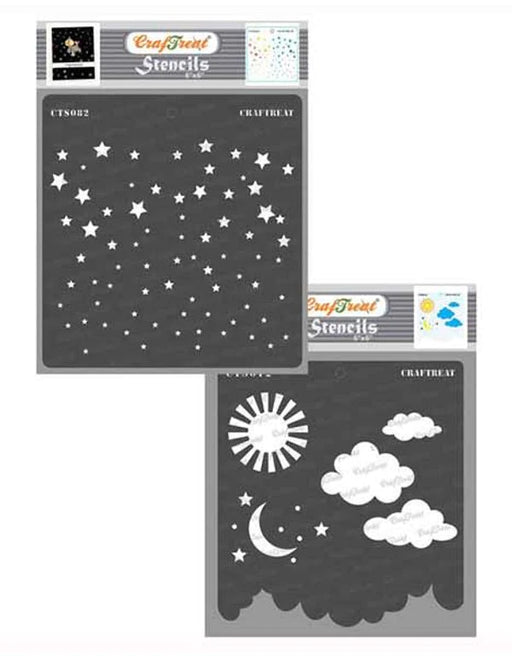 CrafTreat Starry Sky and Clouds and Star StencilCTS082nCTS012