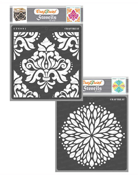 CrafTreat Bold Damask and Flower Burst Stencil 12 InchesCTS091nCTS238