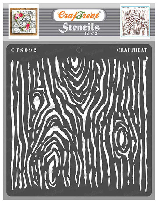 CrafTreat Woodgrain 12 Inches StencilCTS092