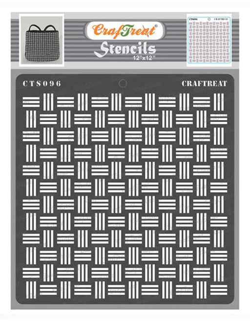 CrafTreat Basketweave Texture Stencil 12x12 inches for Wall Decorations