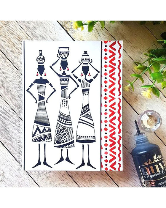 CrafTreat Tribal Potters and Dancers Stencil Set 6x6 Inches