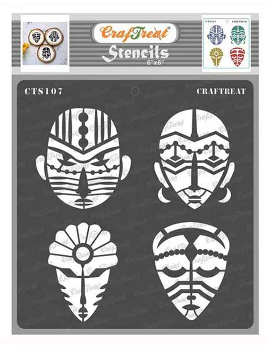 CrafTreat 6x6 Inches Tribal Stencils for Painting on Wood paintings