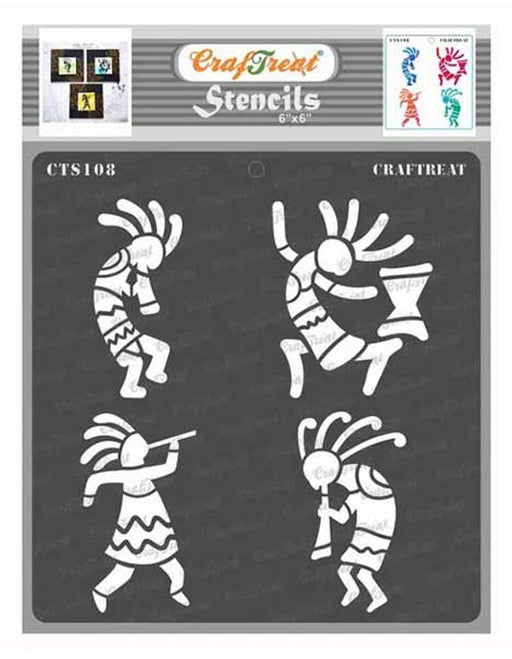 CrafTreat 6x6 Inches Kokopelli Stencil for Home Decor and Craft Projects