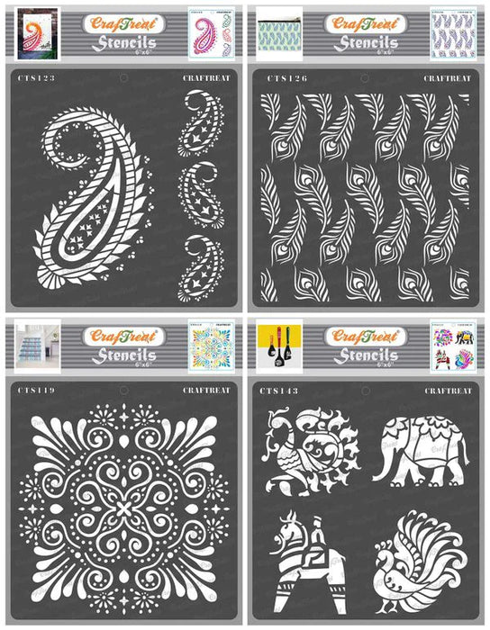 CrafTreat Paisley and border and Peacock Feather Background and Ornate Background and Indian Motifs 2CTS123n126n119n143