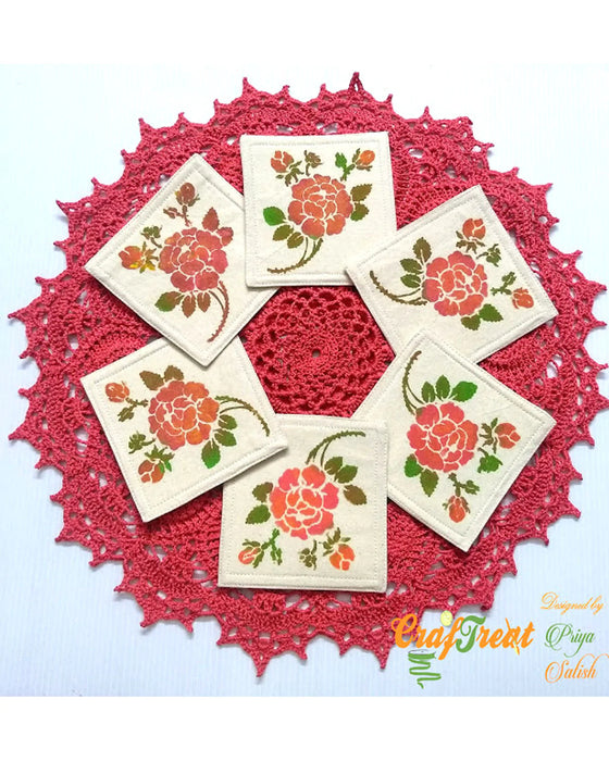 CrafTreat Rose Parade and Mini Rose Background and Roses all around and Rose Wreath Stencil 6x6 4 Pcs Inches