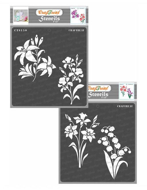 CrafTreat Lily and Iris and Daffodil and Bell Flower StencilCTS150nCTS151