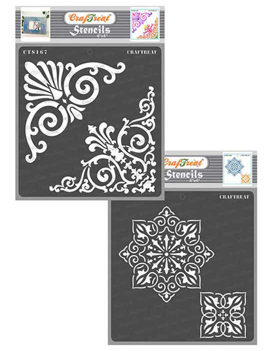 CrafTreat Ornate Corners and Rangoli StencilCTS167nCTS168