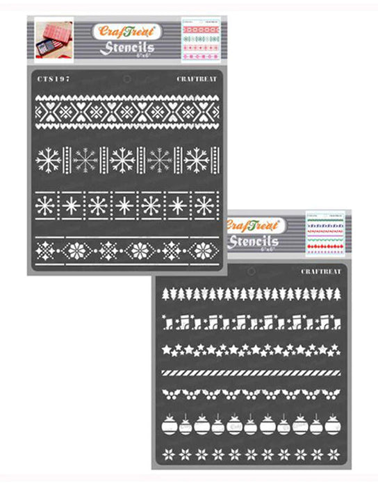 CrafTreat Winter and Christmas Border StencilsCTS197nCTS198