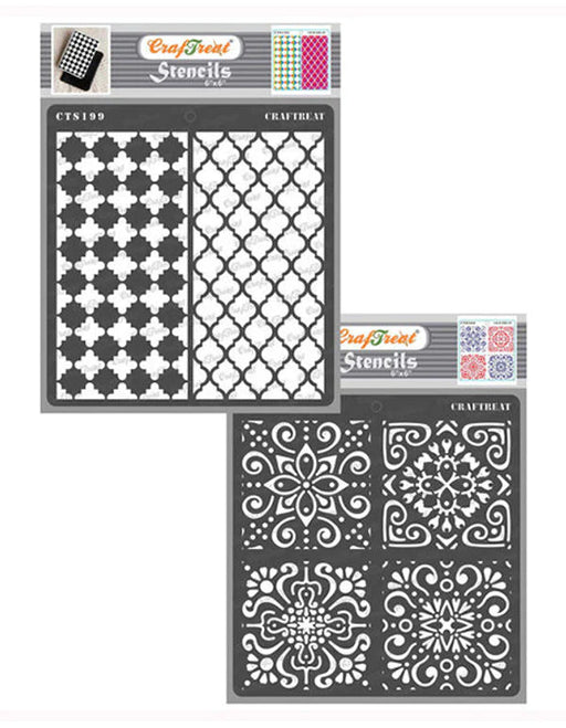 CrafTreat Moroccan Trellis and Morrocan Tiles stencil 6x6 inches