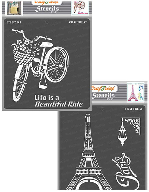 CrafTreat Life is a Beautiful Ride and Eiffel Tower Paris StencilCTS201nCTS203