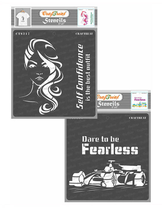 CrafTreat Confident Woman and Dare to be Fearless StencilCTS217nCTS218