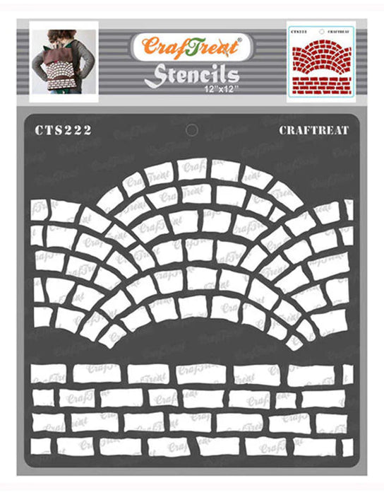CrafTreat Bricks Pattern Stencil 6x6 Inches for Background Designs