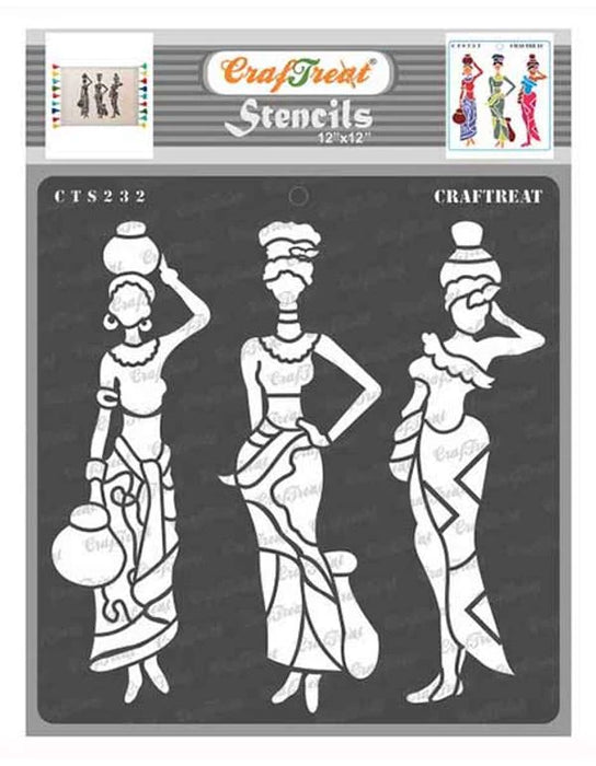 CrafTreat Tribal Stencils for Painting 12x12 Inches for Floor Decorations